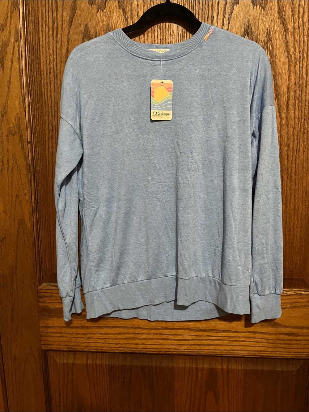 PJ Salvage Light Blue Women’s Scoop Neck Sweater